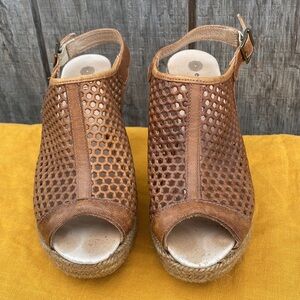 Eric Michael Handmade In Spain Leather Espadrille Heels Size 8